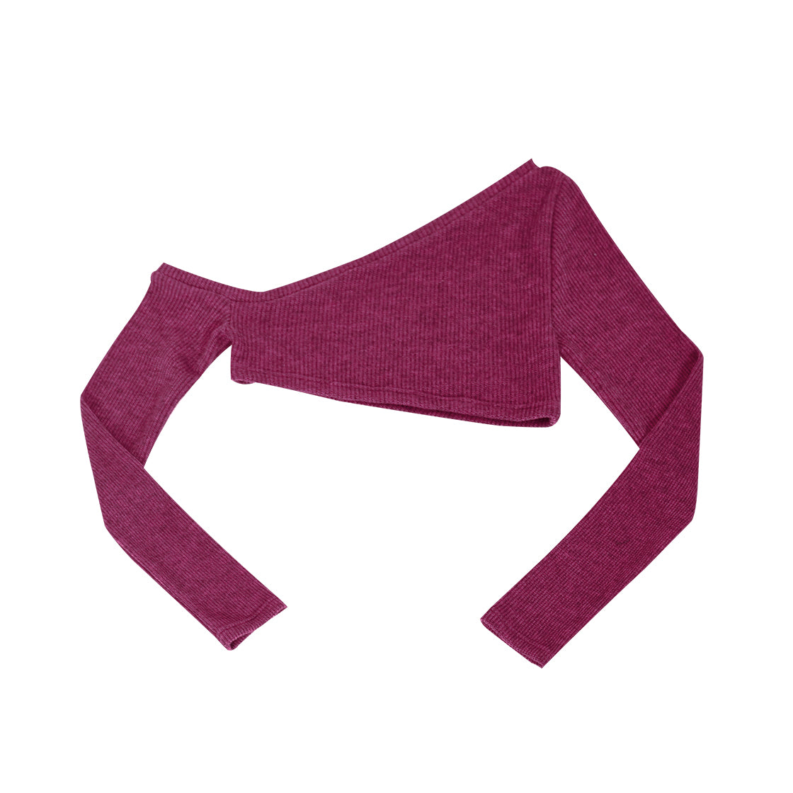 ONE SHOULDER CROP KNIT #MAGENTA