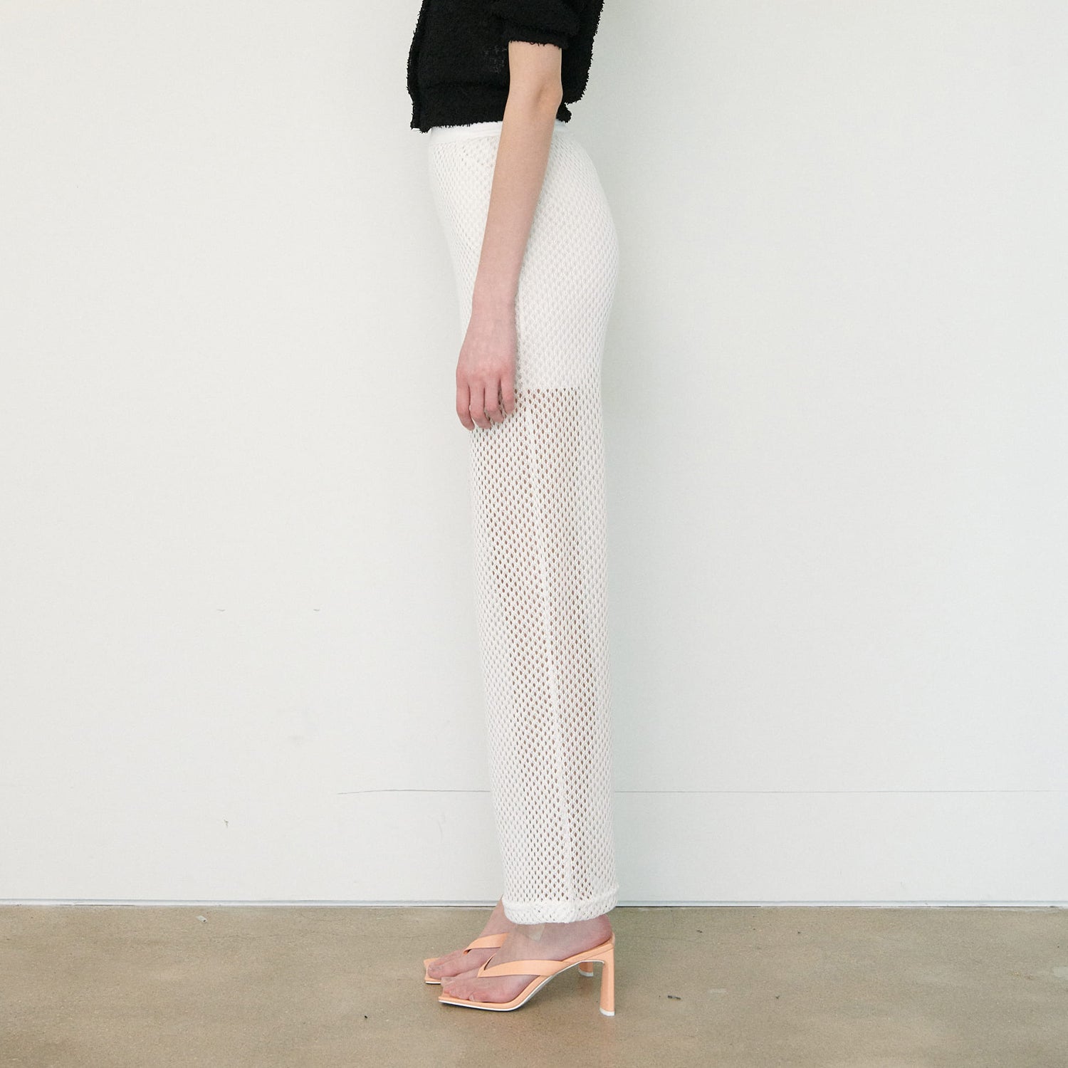 SEE-THROUTH NET PANTS, WHITE