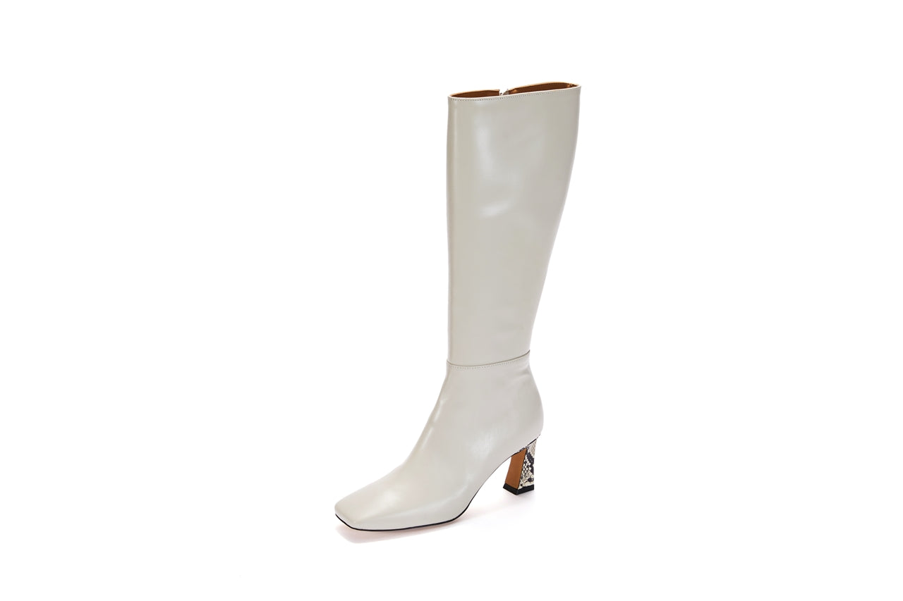 Square Long Boots_Cream