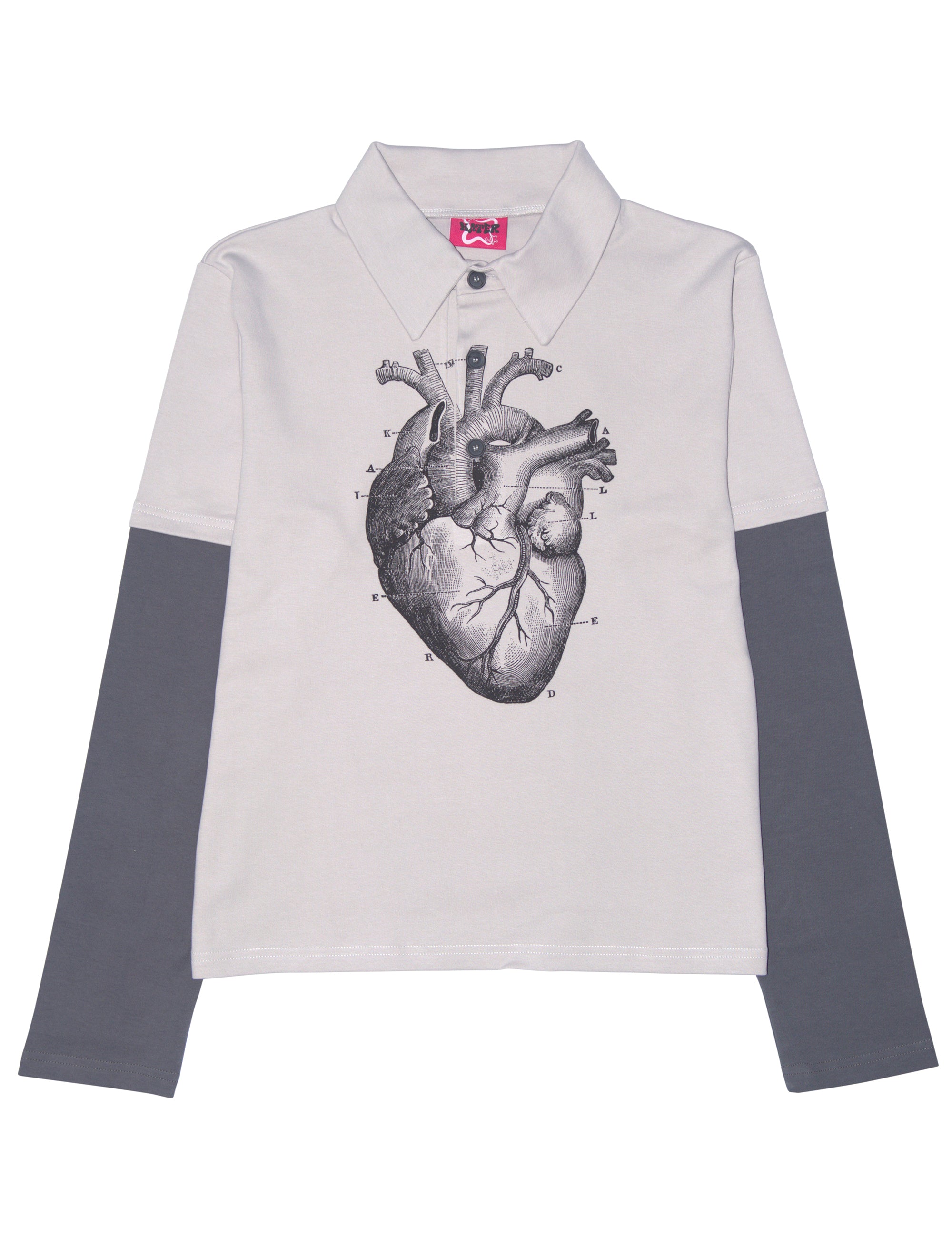 Heart PK layered long sleeve GRAY