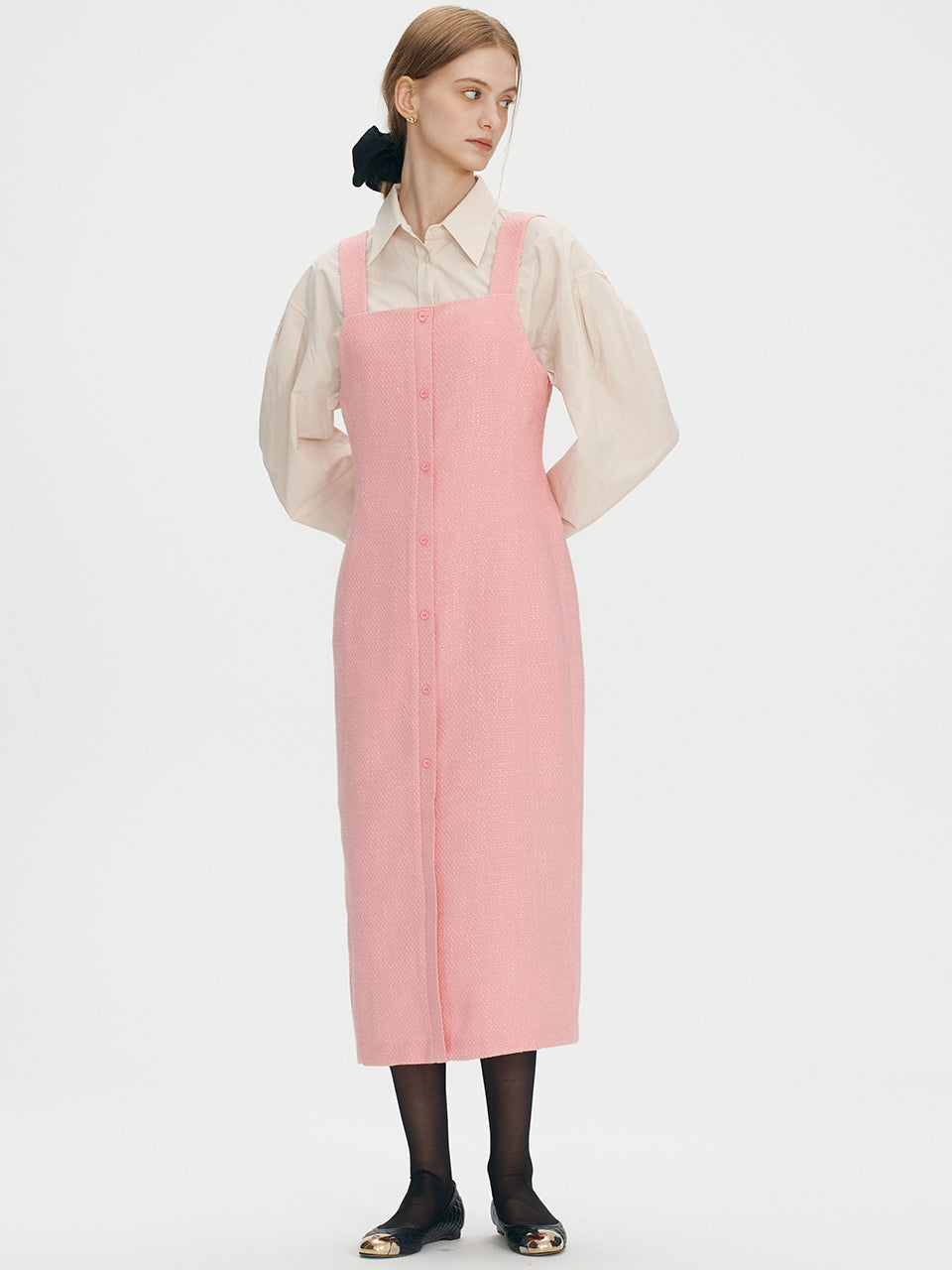 Tweed layered dress - Pink