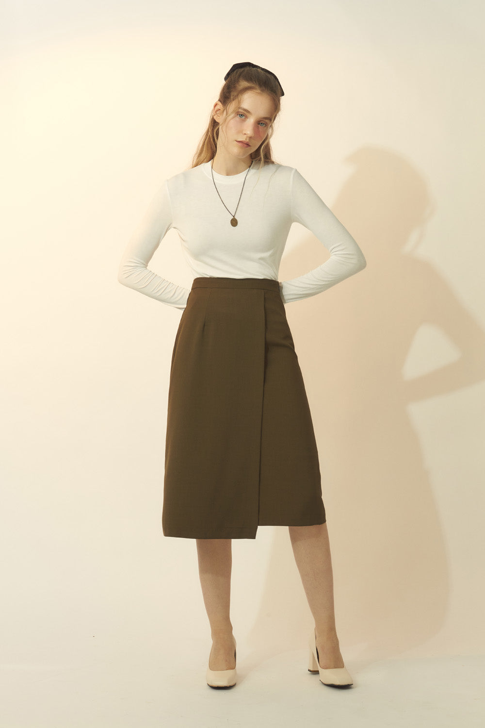 [BREEZE] Unbalance Basic Skirt_OLIVE (CTD1)