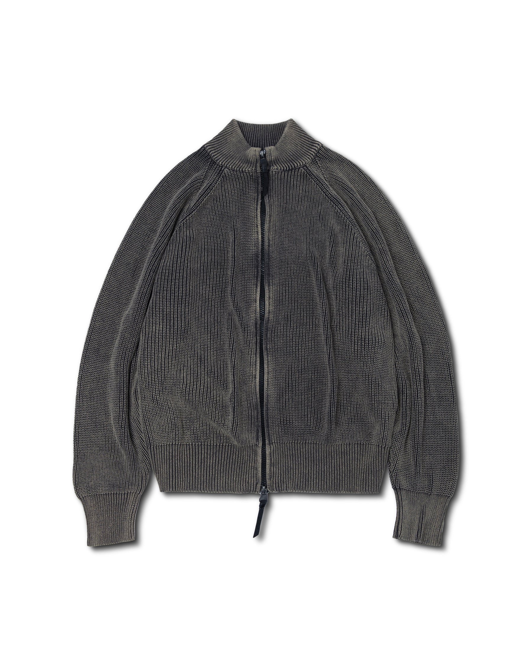 WASHED KNIT ZIPPED BOMBER JACKET