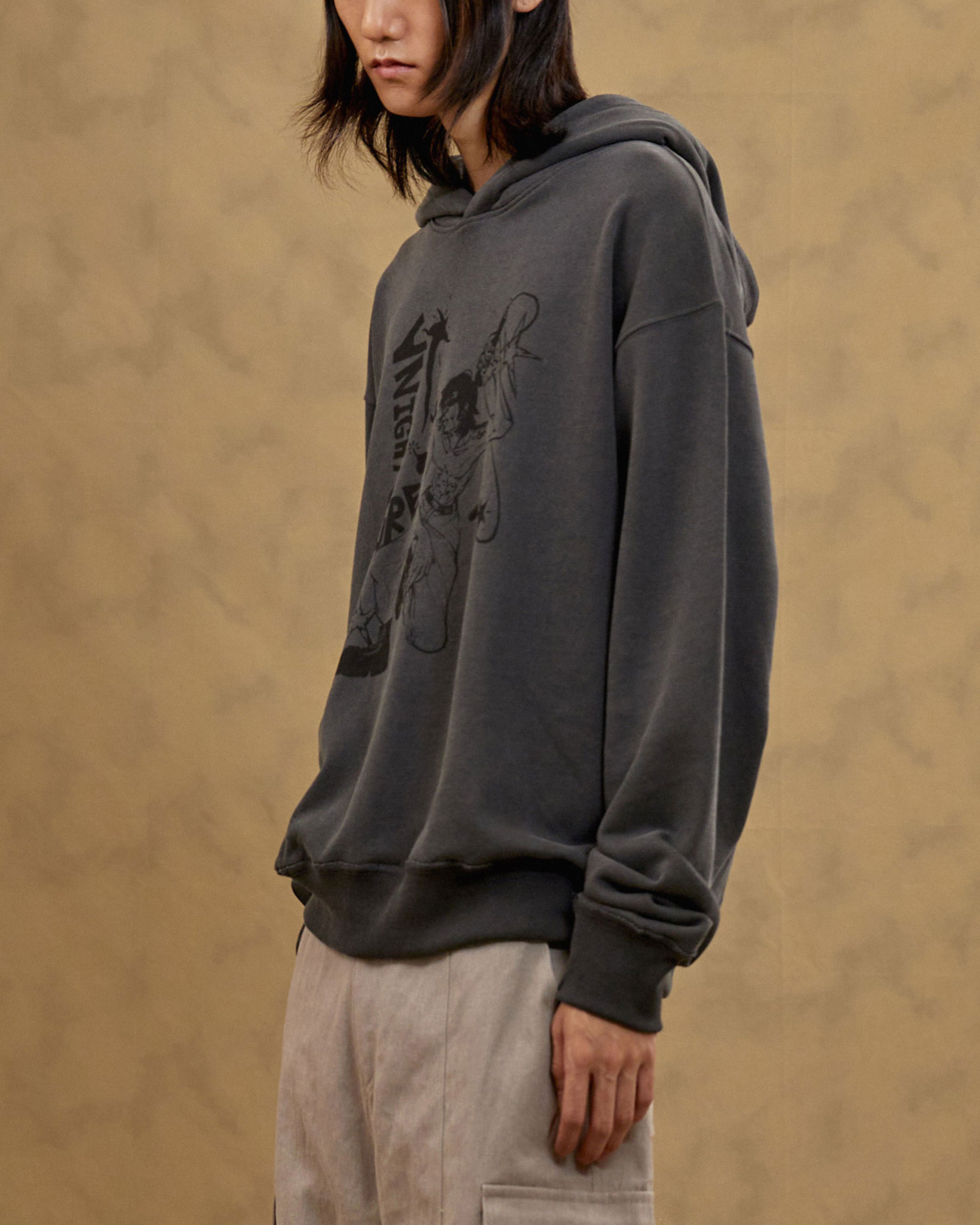 Pure Night Printed Hoodie (Dark Gray)