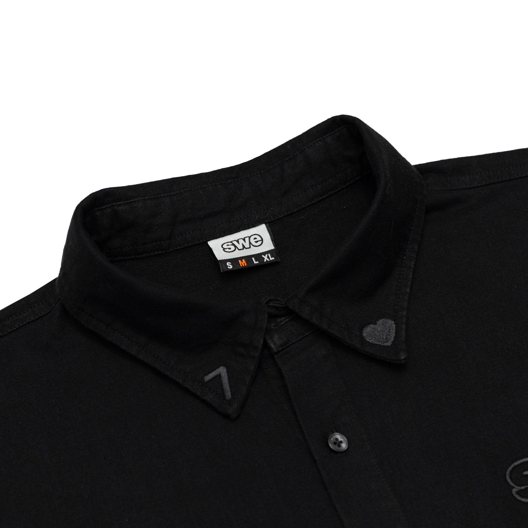 RED BUTTON SHIRT - BLACK