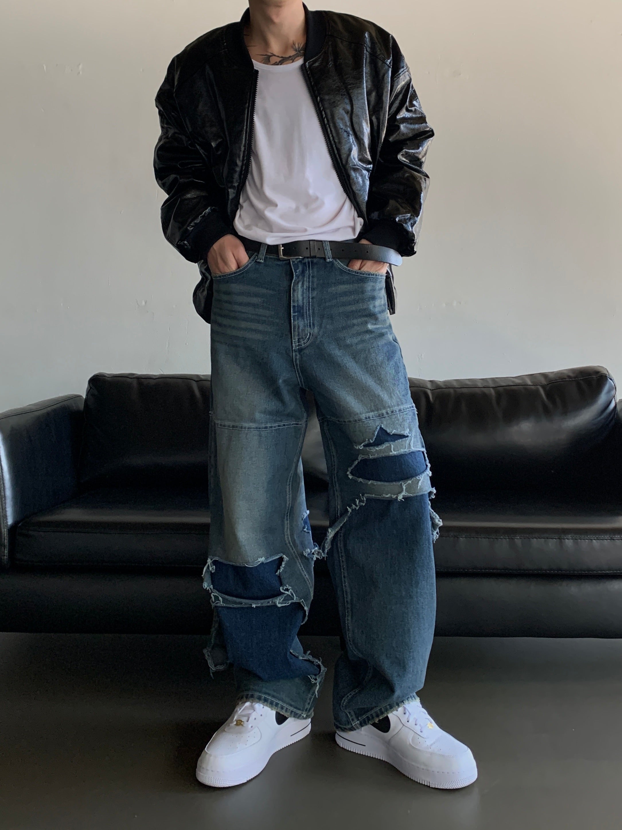 Destroyed Layered Pants (Blue)