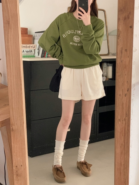 Embroidery Lettering Crop Sweat Shirt (3color)