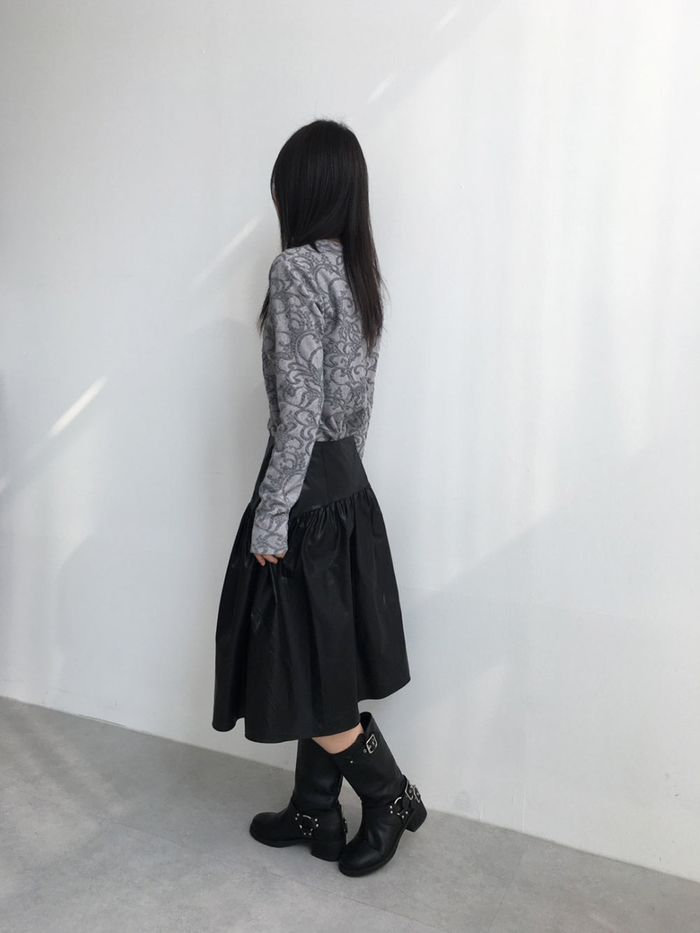 Coating shirring flare midi sk (s,m)