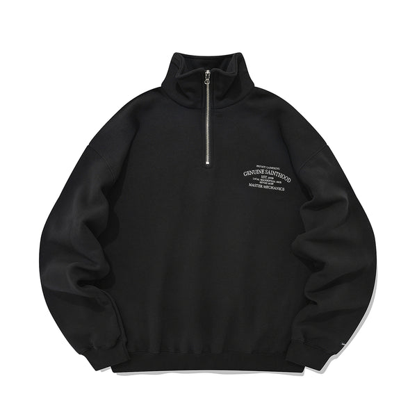 SP SERIF G.S LOGO HALF ZIP-BLACK