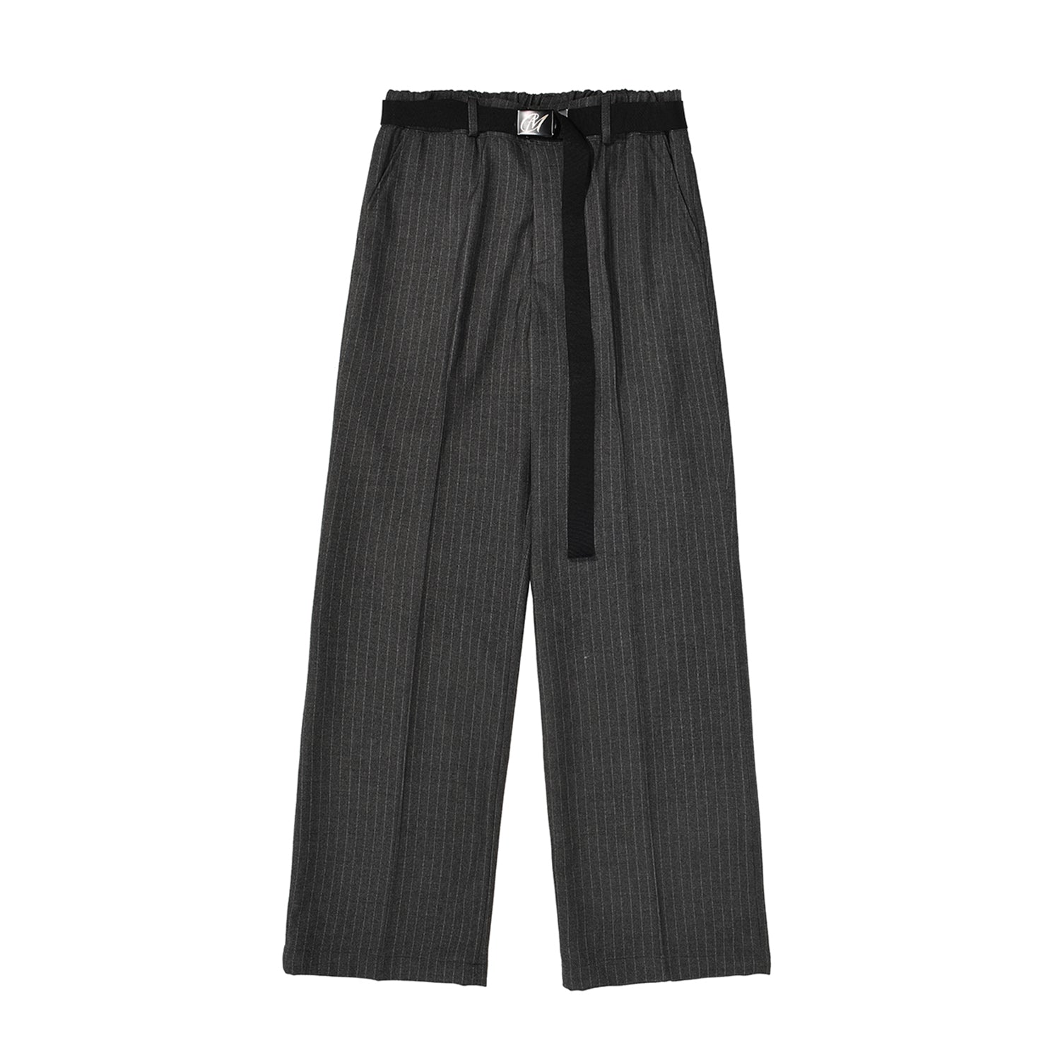 WIDE PIN STRIPE TROUSERS in gray