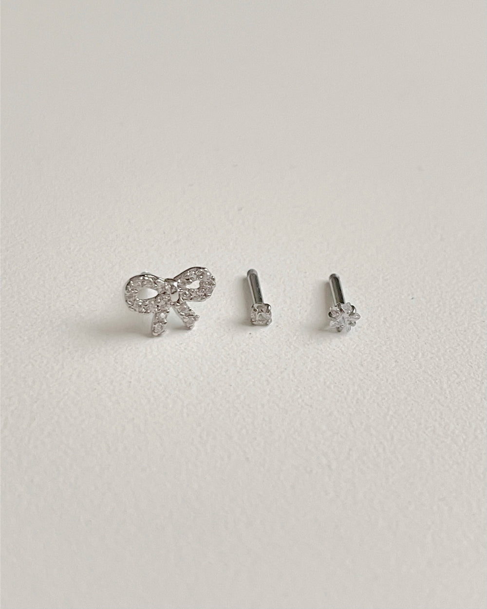 [3 set] round cubic ribbon piercing set 