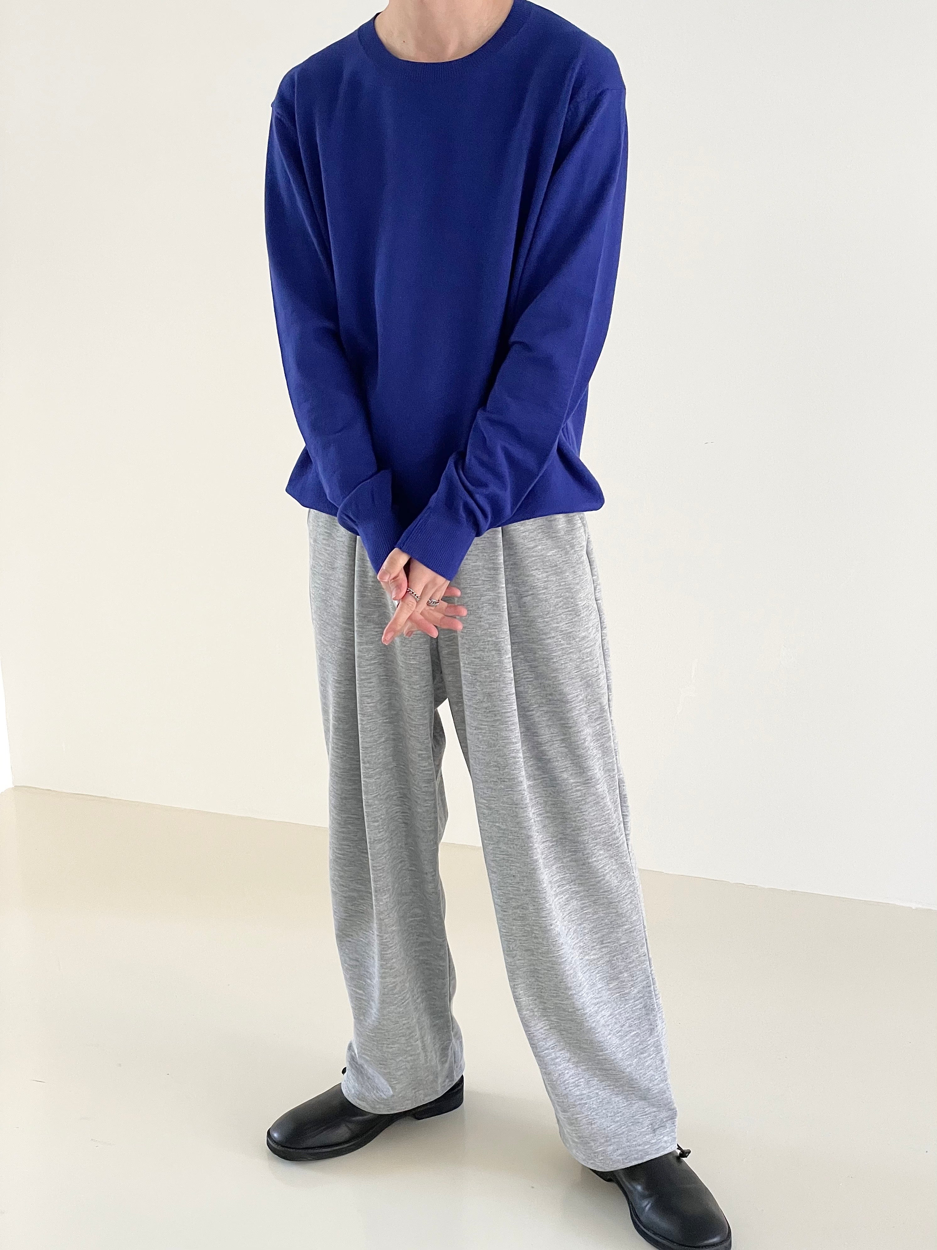 Pintuck wide string sweat pants