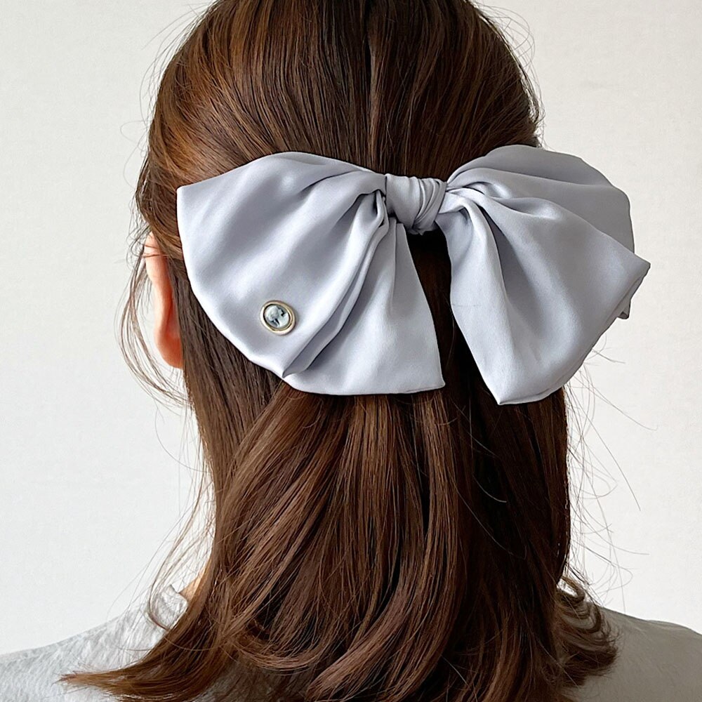 Cameo Big Ruffle Ribbon Hair Barrette [AiryBlue]