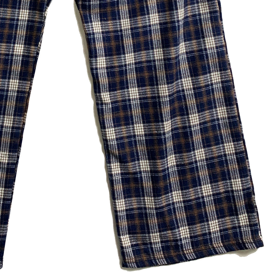 wide check banding pants