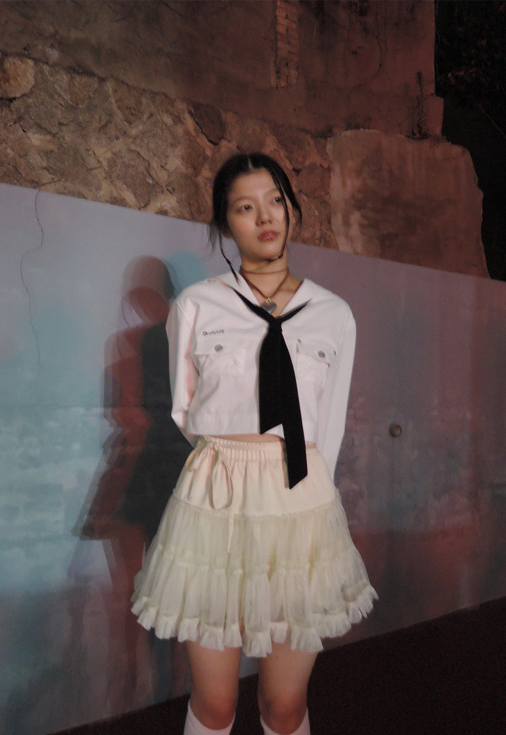 SAILOR TIE BLOUSE _WHITE