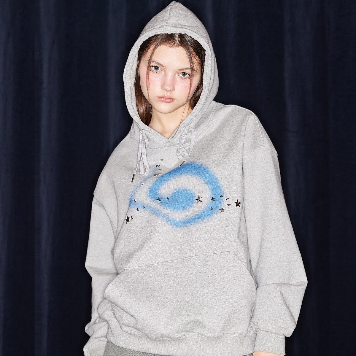 NM STAR HOTFIX HOODIE (GRAY)