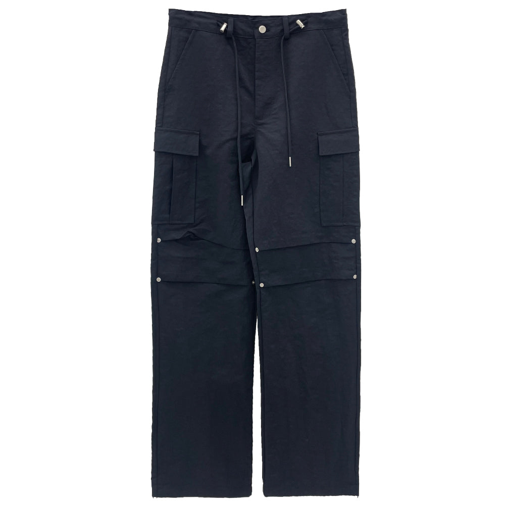 Nylon pin-tuck string cargo wide pants (3 Color)