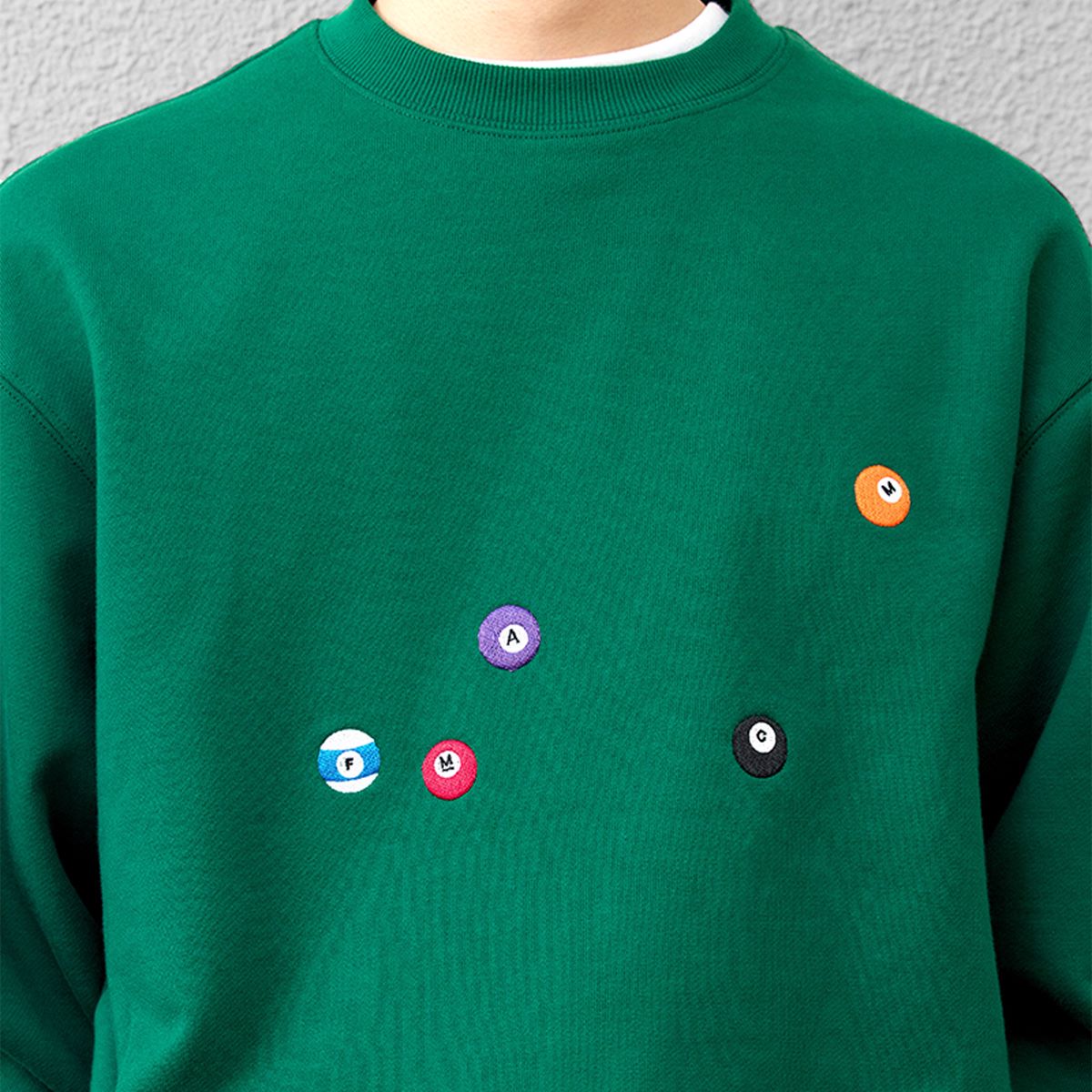 FMACM 23AW Billiards Embroidered Pinch Pleat Crew Neck Sweatshirt