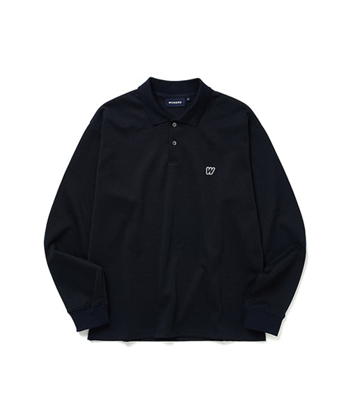 W LOGO LS PIQUE (NAVY)