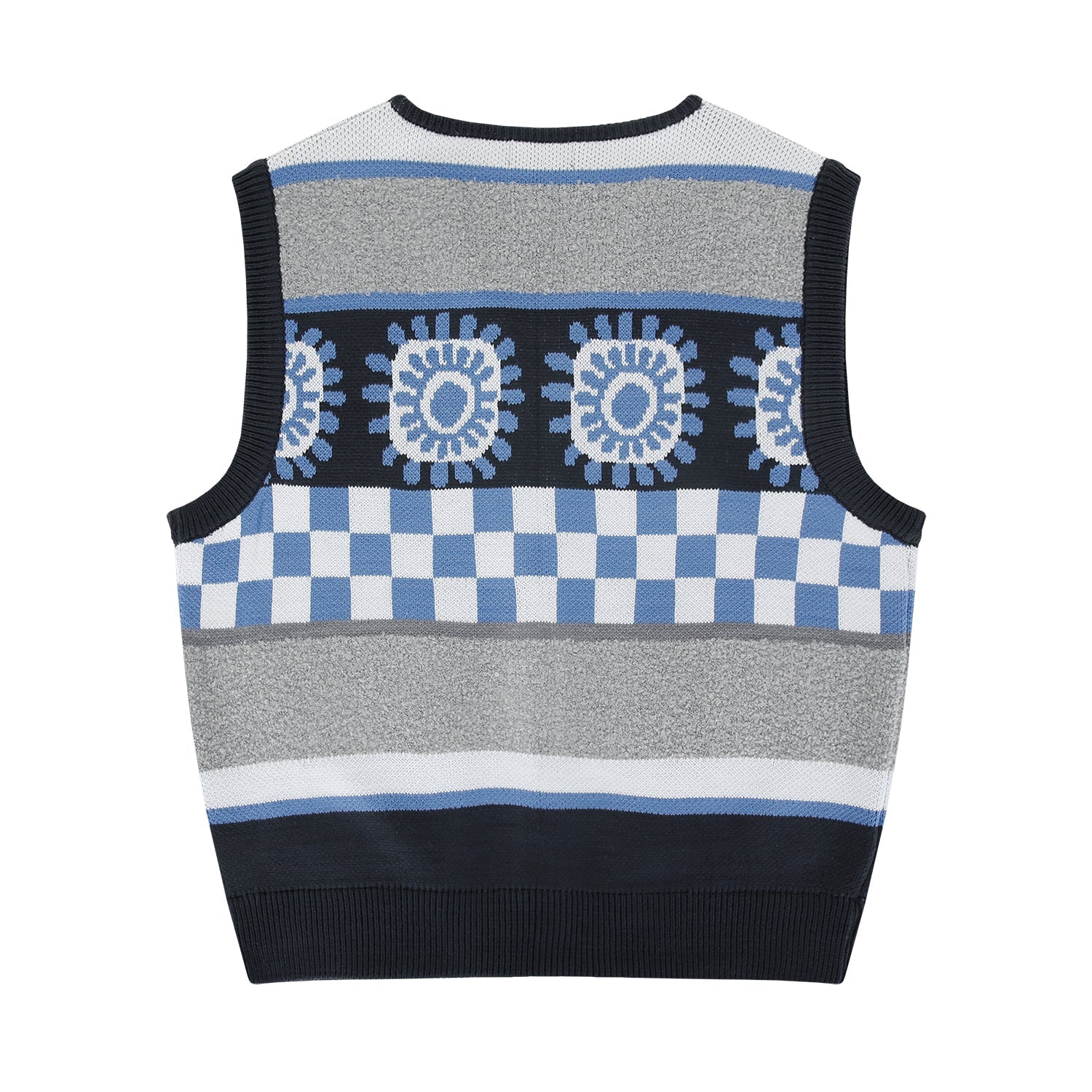 SECRET PATTERN KNIT ZIP UP VEST - BLUE