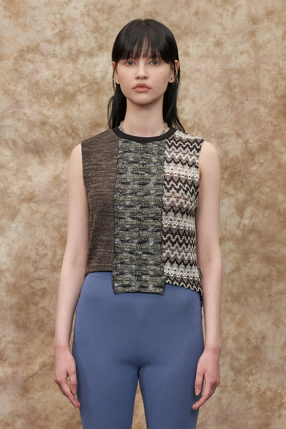 [22S] MIXED KNIT VEST