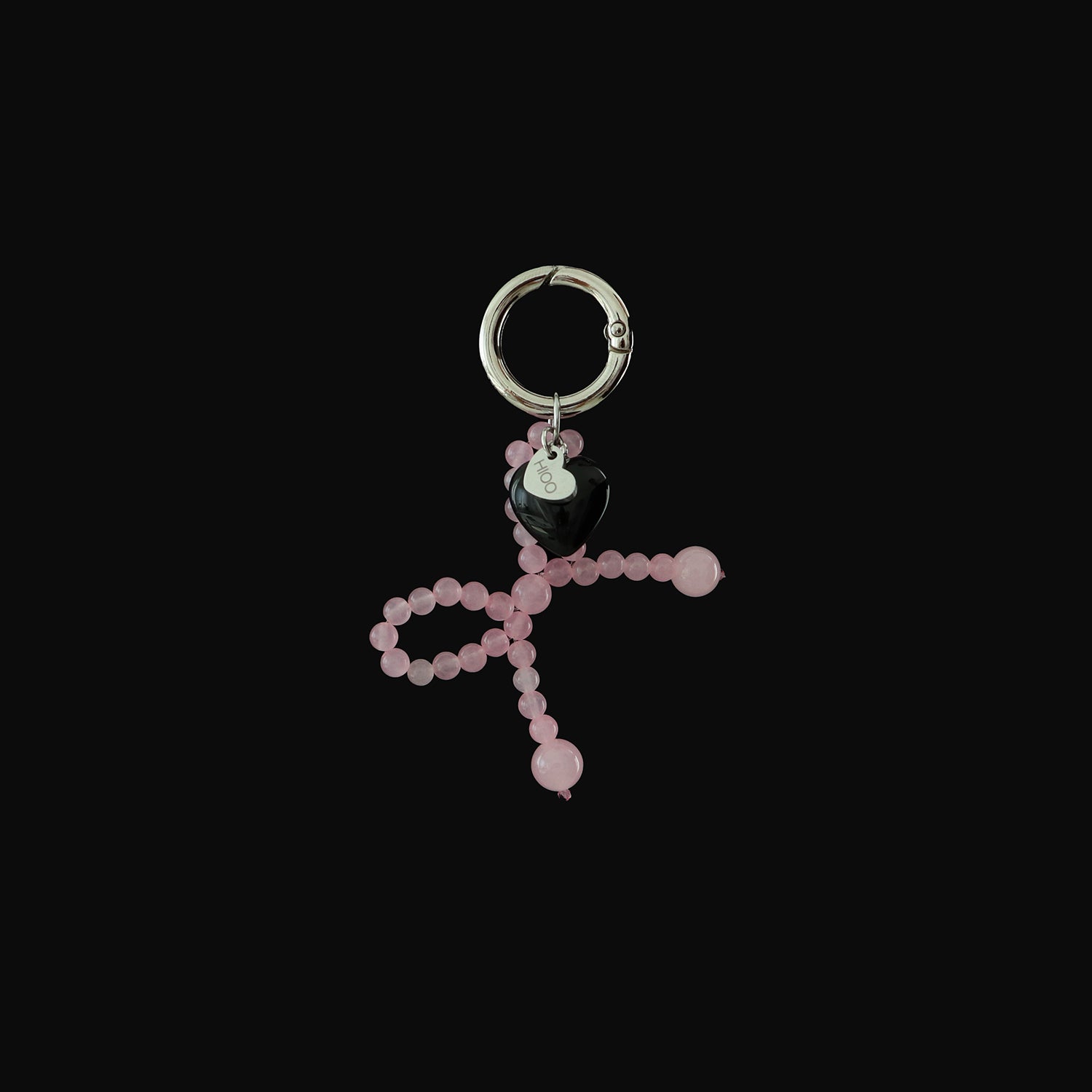 ribbon keyring - pink, black.