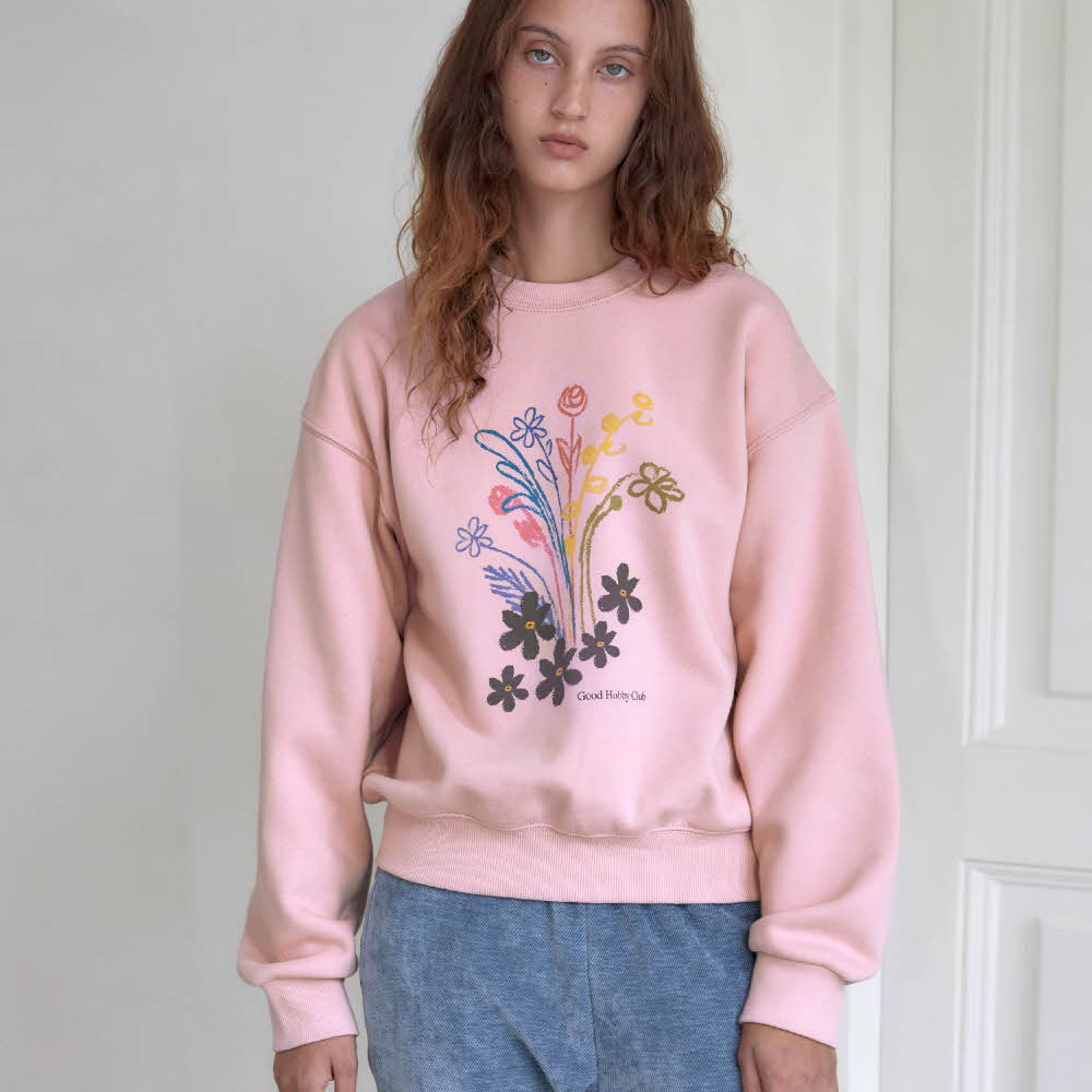 DRAWING FLOWER SWEATSHIRT_PINK