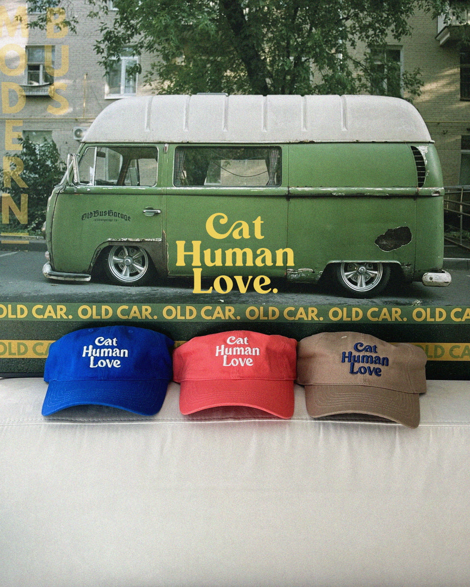 CAT HUMAN LOVE BALL CAP_BEIGE/NAVY