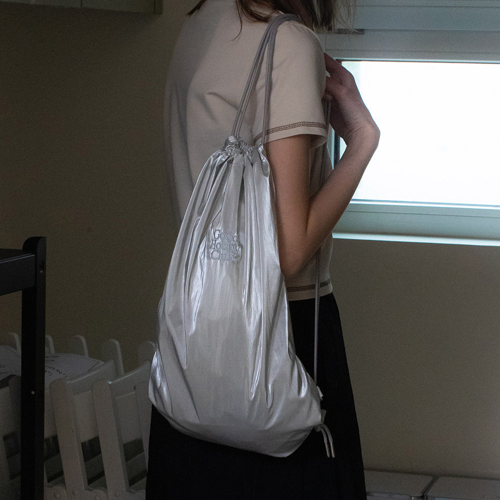 GLOSSY STRING BAG_SILVER