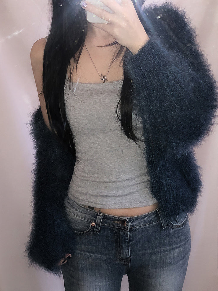 (8color) angel boucle fur cardigan