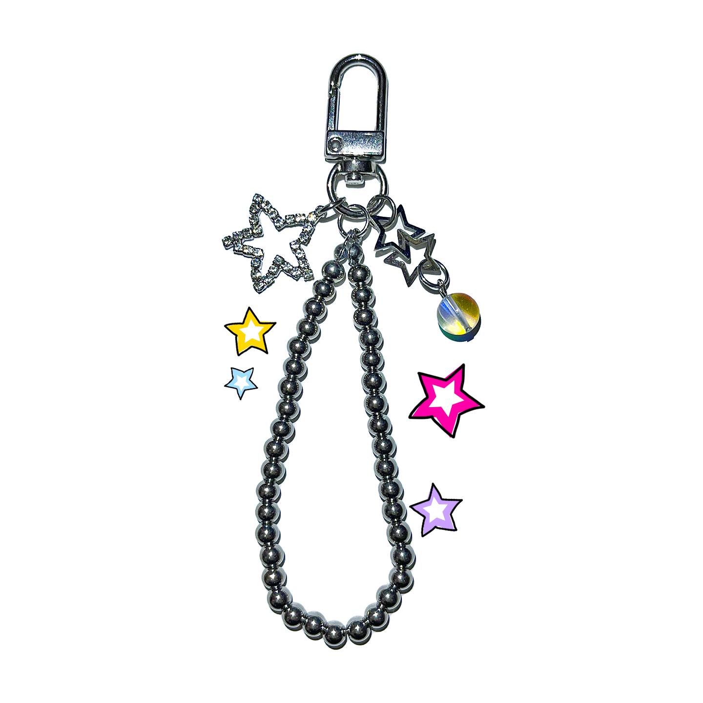 Silver star ball keychain