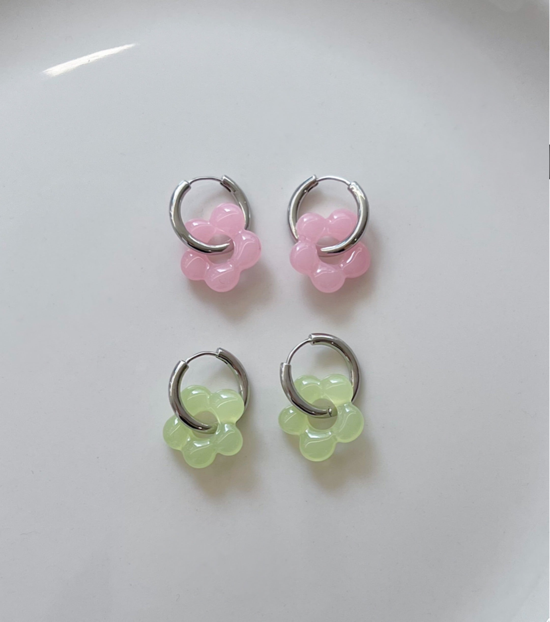 Pastel Flower Ring Earrings (2 colors)