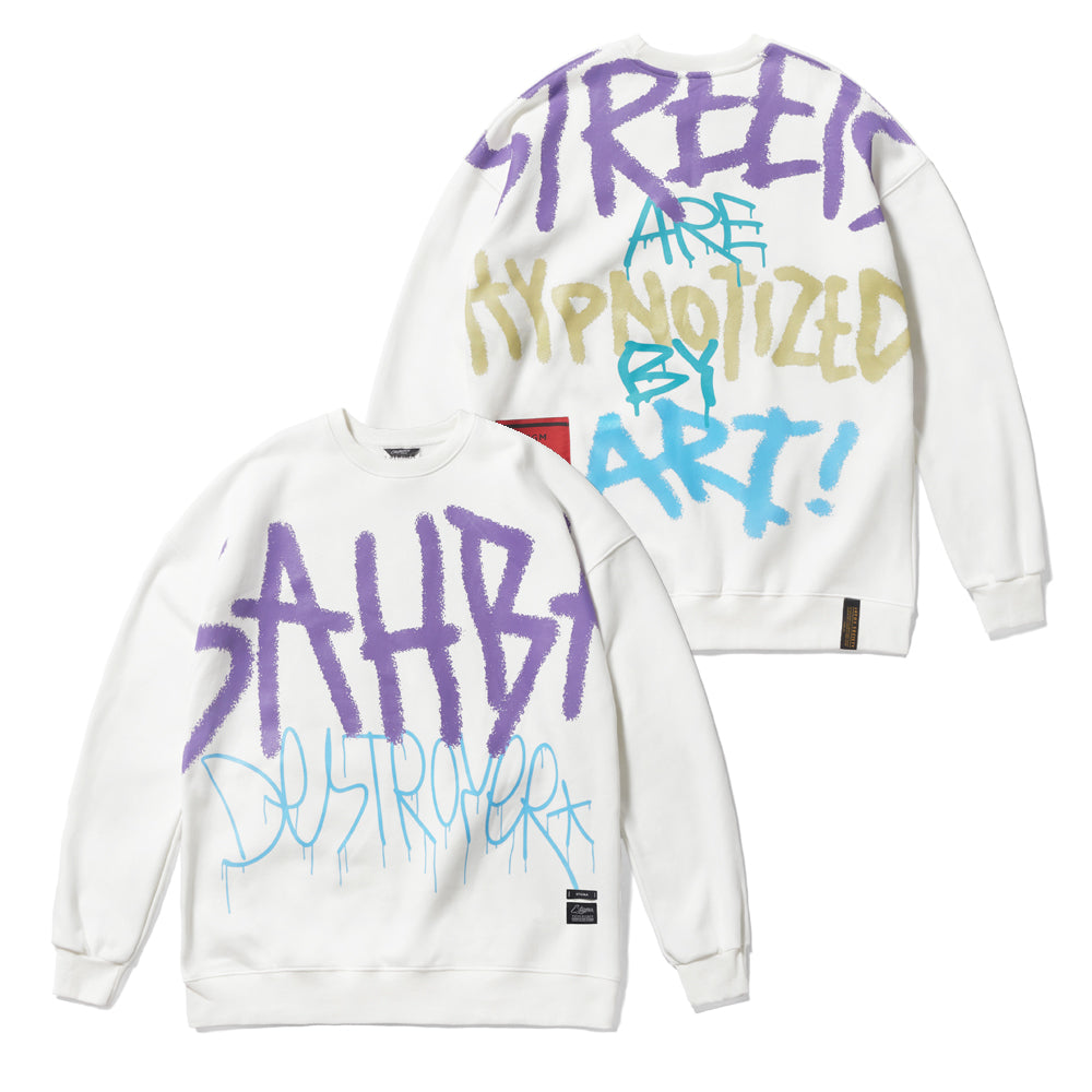 20 GRAFFITI OVERSIZED HEAVY SWEAT CREWNECK WHITE