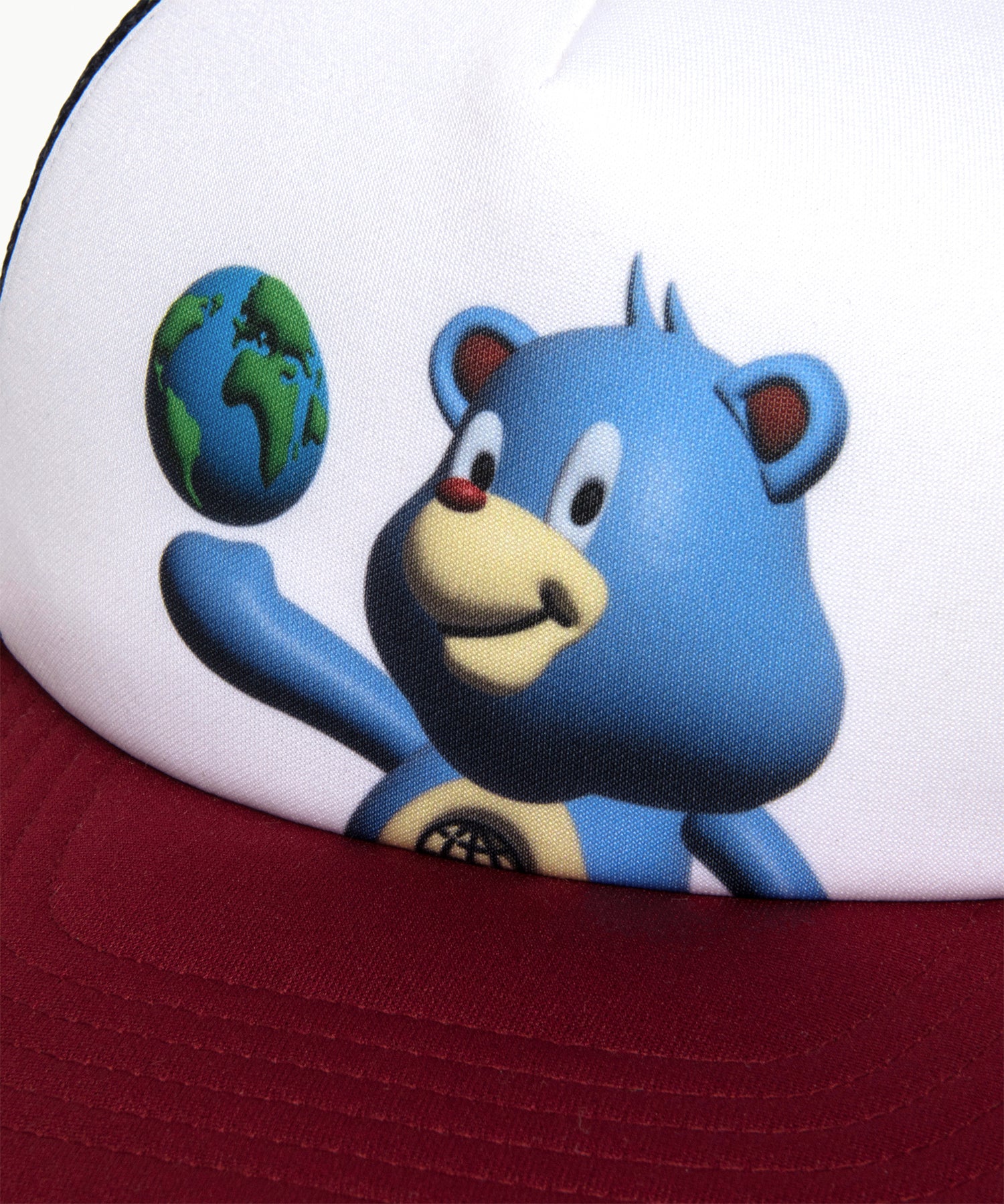 3D BEAR MESH CAP - BURGUNDY