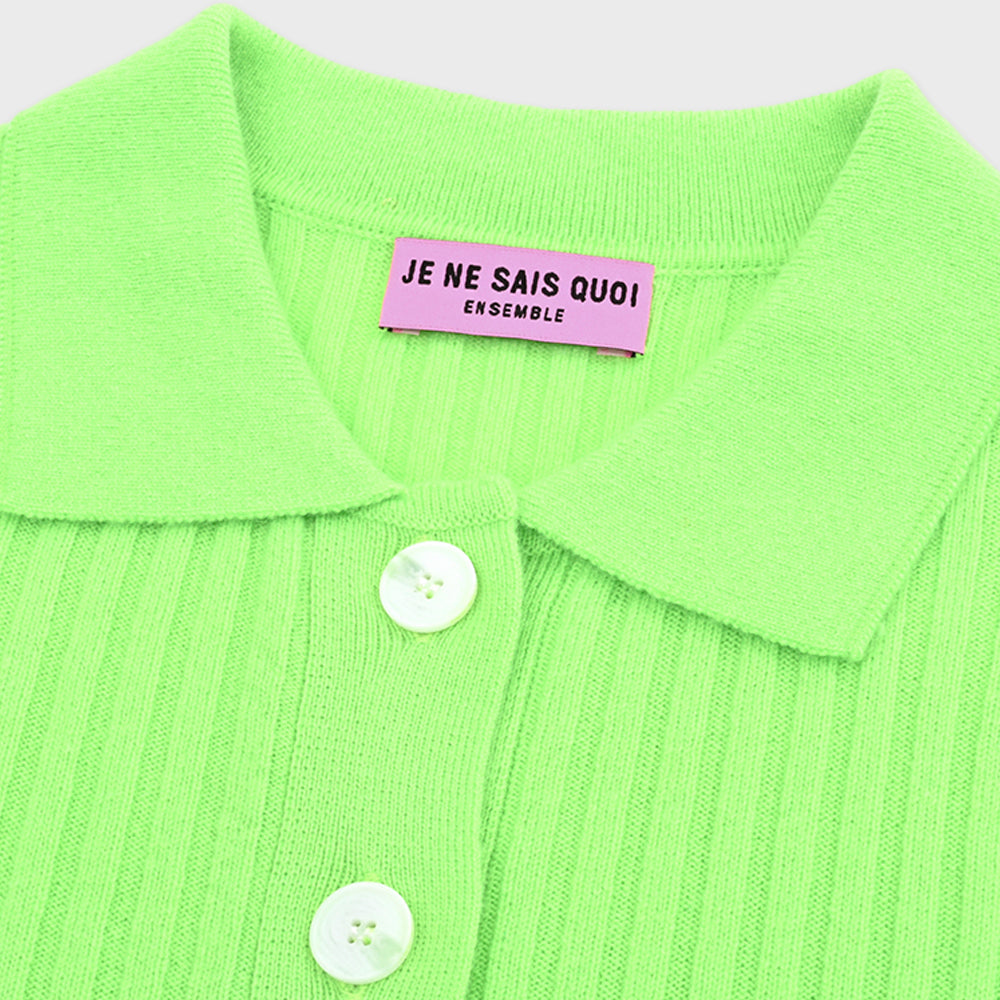 SLIM RIB CARDIGAN_NEON GREEN