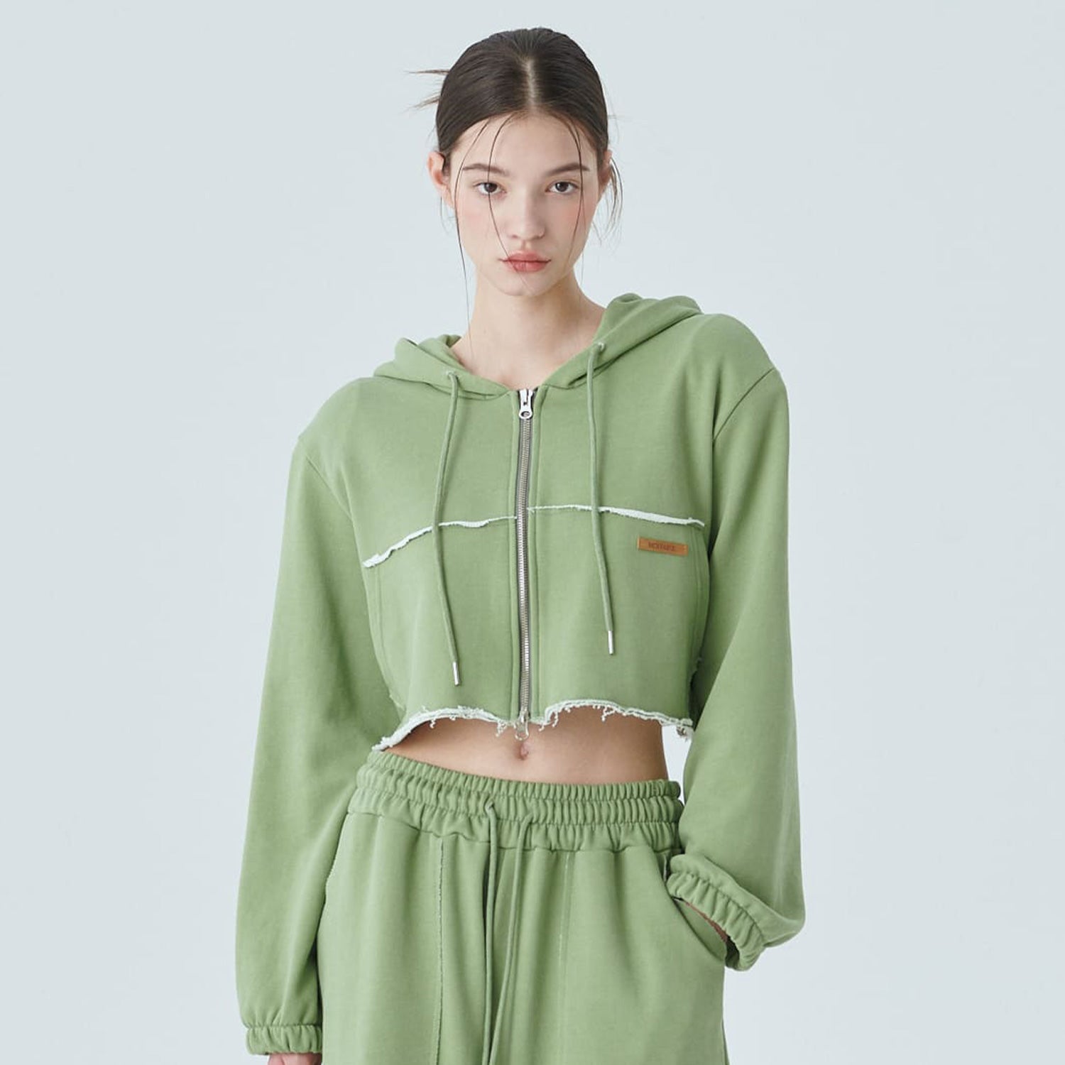 PIGMENT DYEING HOODIE ZIP-UP / GREEN