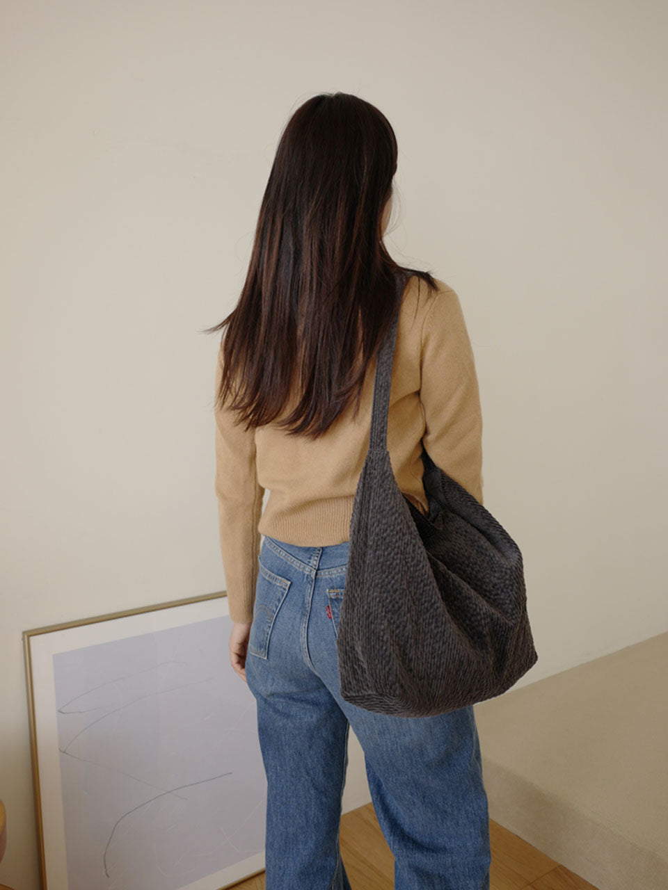 Corduroy shoulder bag (charcoal)