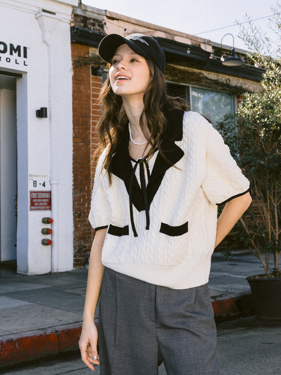 Double collar Cable Knit Vest