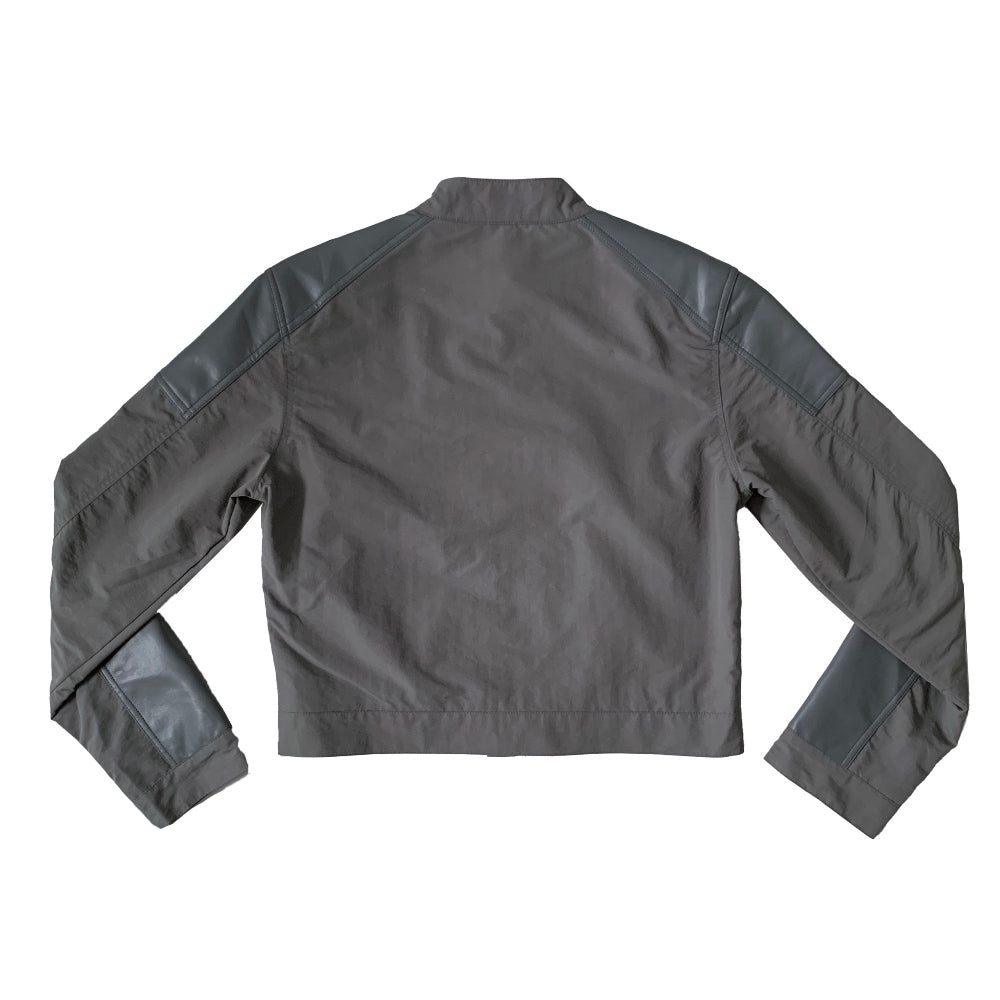 Nylon leather patch jacket