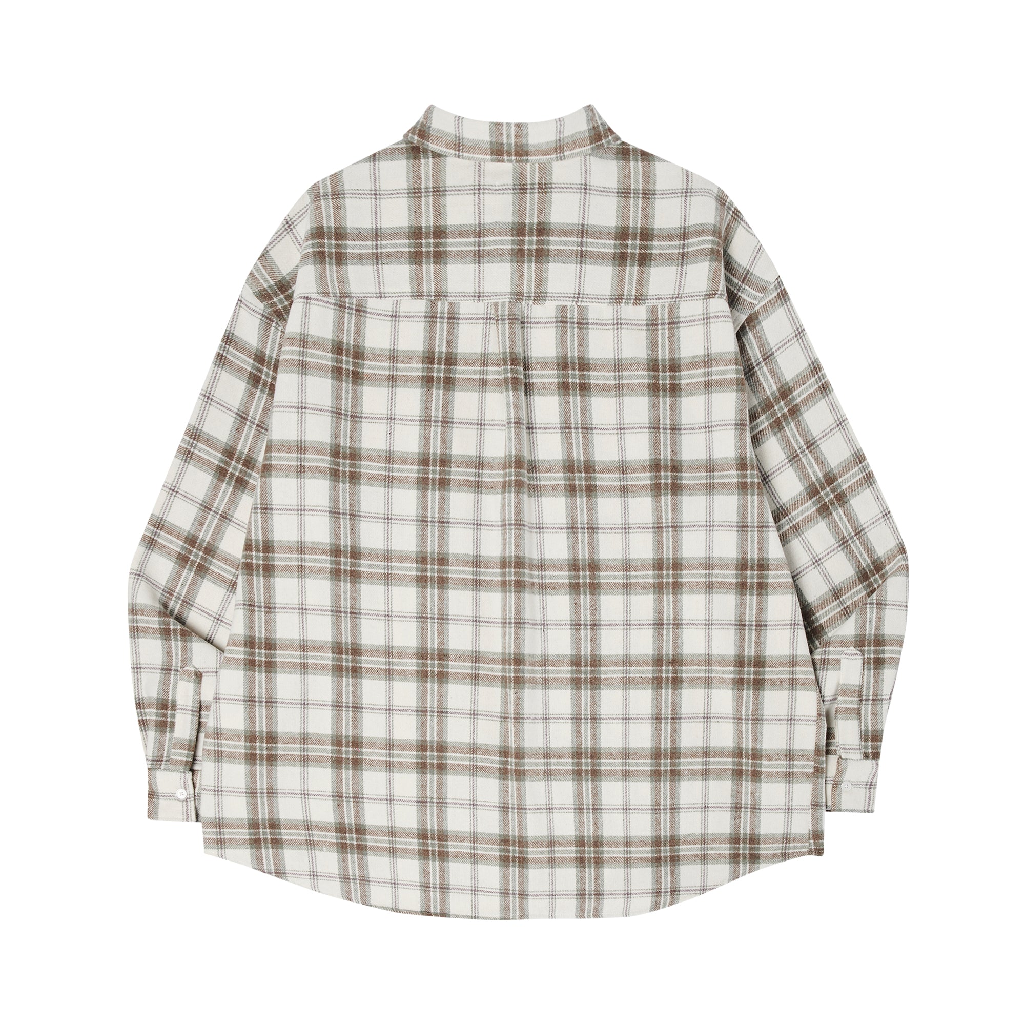 Loose wool check shirts Beige