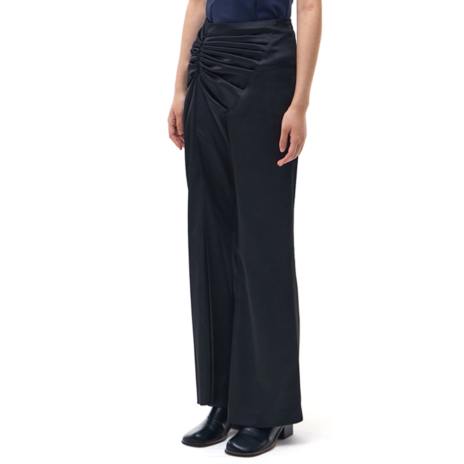 Satin Draped Trousers _ Black