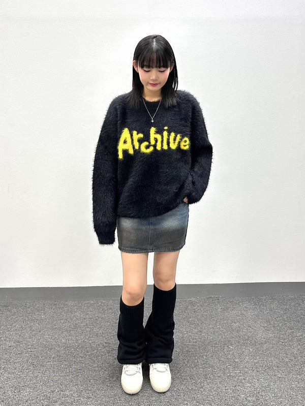 lettering angora mohair knitwear