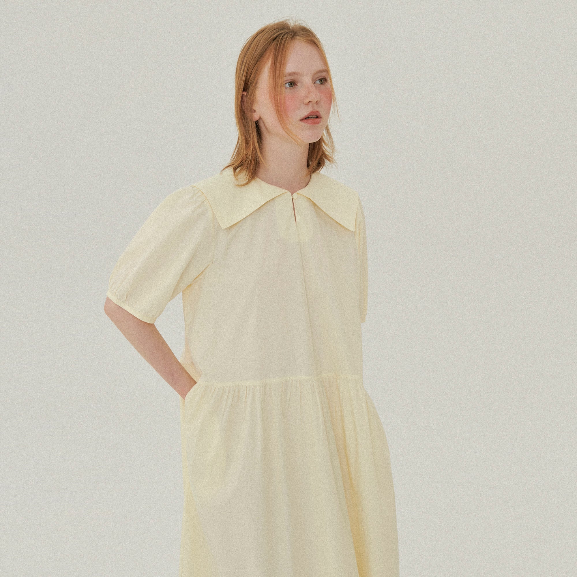 SAILOR COLLAR LONG DRESS_LEMON