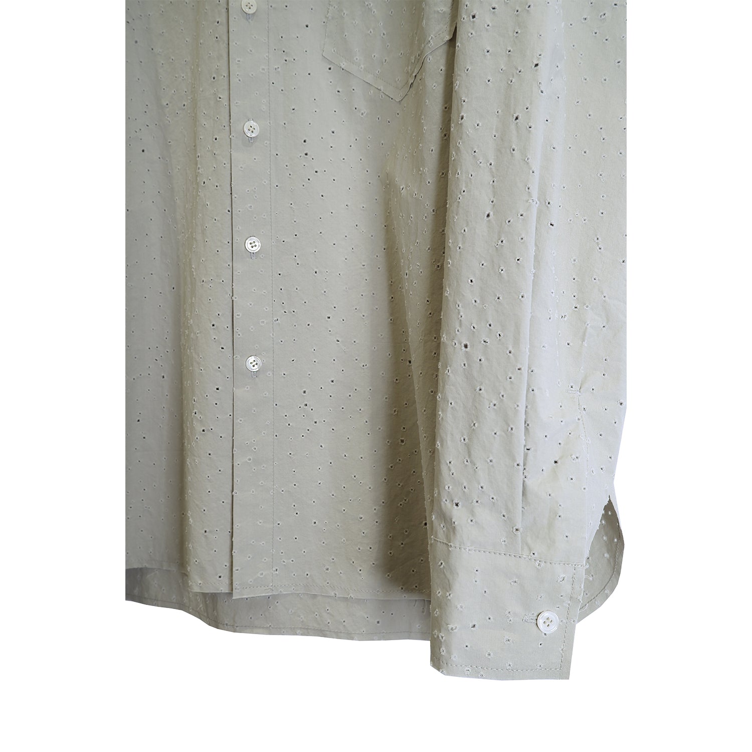 Irregular Punching Shirt / Khaki Grey