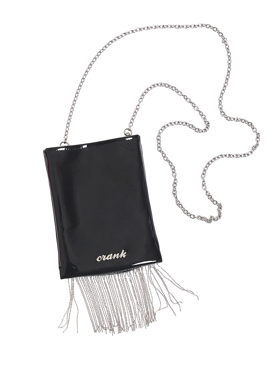 ENAMEL CHAIN FRINGE MINI BAG_BK