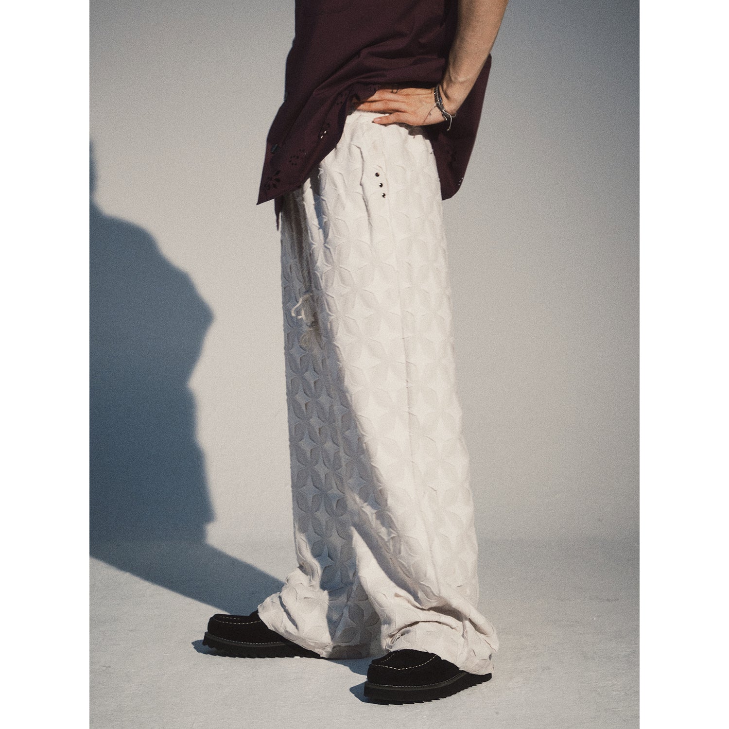 STAR JACQUARD BANDING PANTS_ECRU