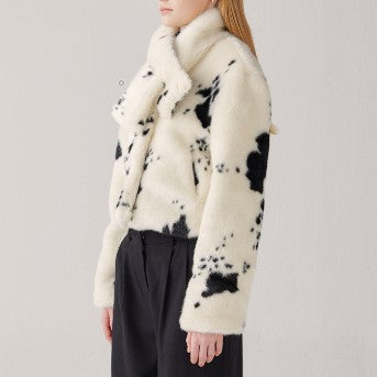 Fake Fur milky cow jacket(+muffler)