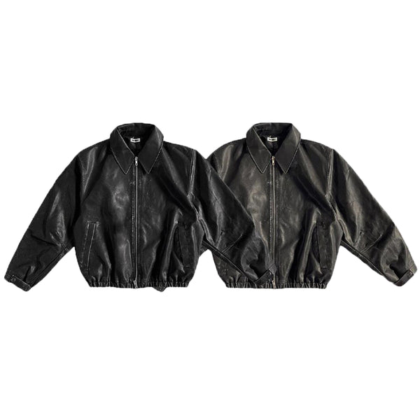 ASCLO Crack Washing Leather Jumper (2color)