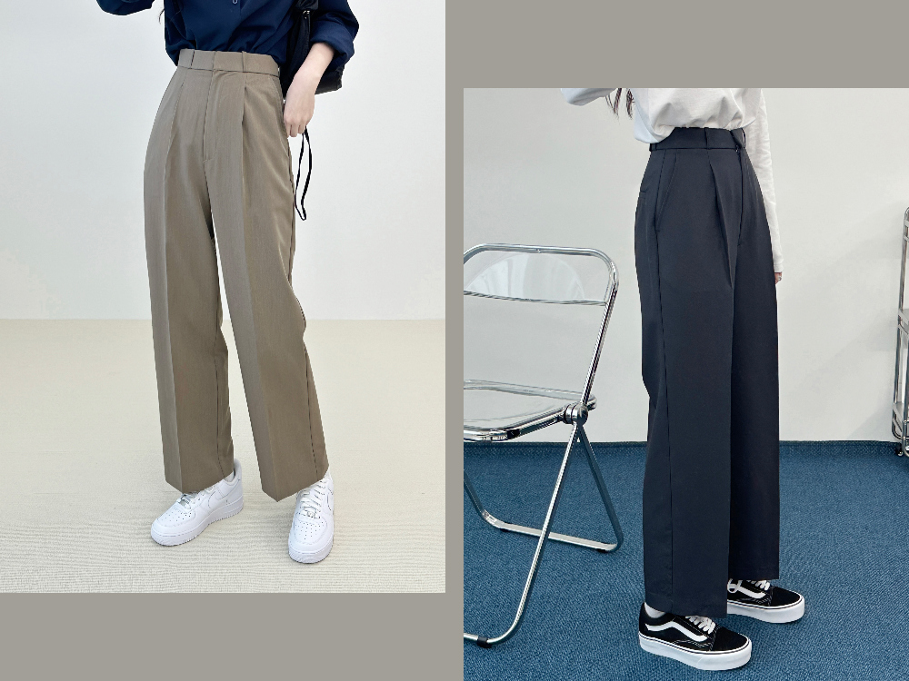 High waist tuck wide slacks