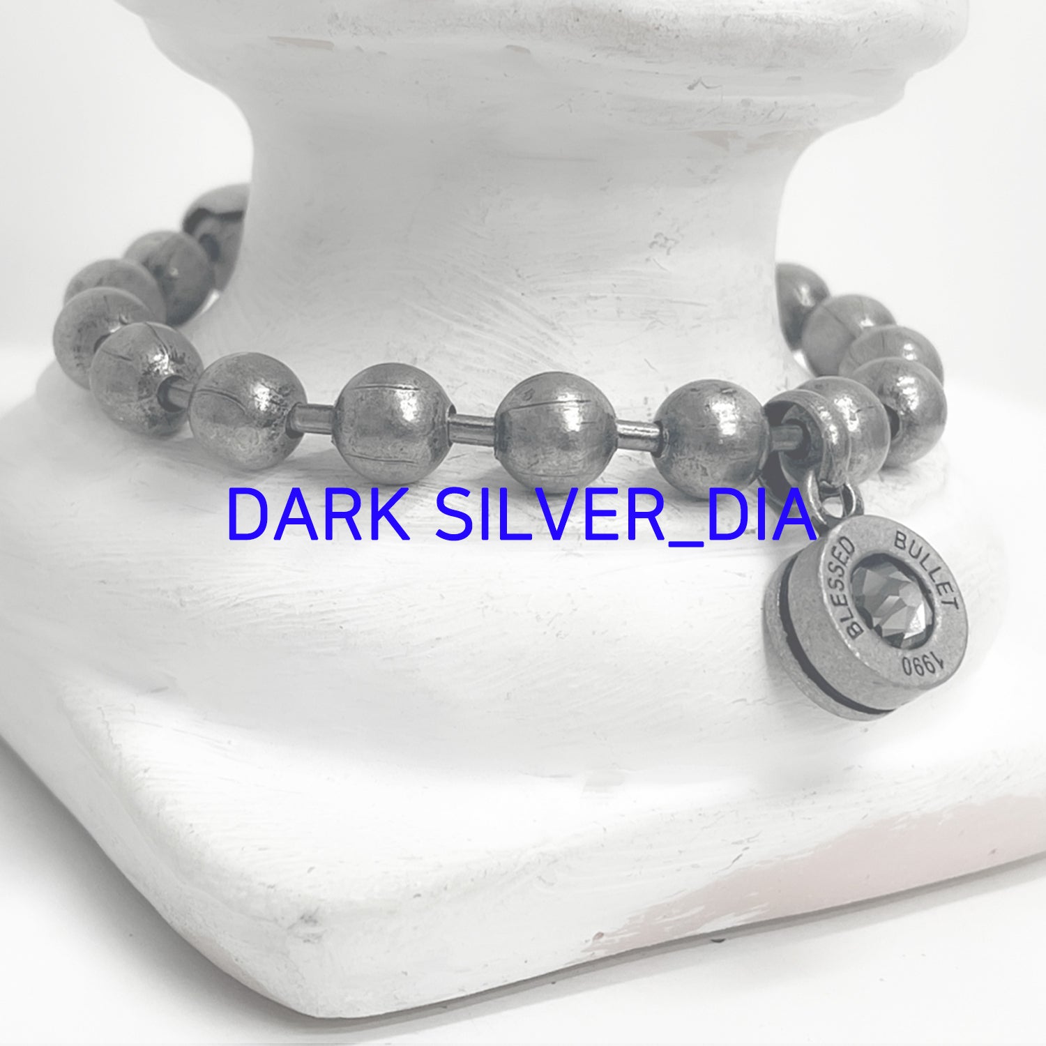 [BLESSEDBULLET]9mm ball chain bulletback bracelet_dark silver